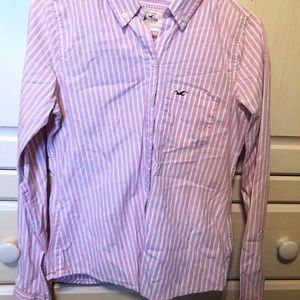 Hollister pink and white button-down